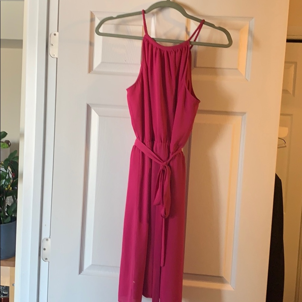 Hot pink halter dress
